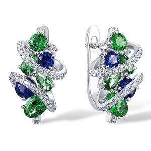 Elegant Silver and Green Earrings